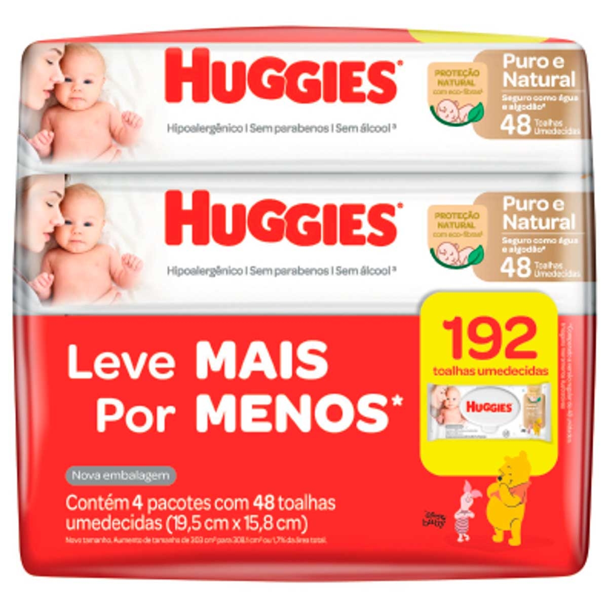 Lenço Umedecido Huggies Puro e Natural 192 Unidades em promoção | Drogasil