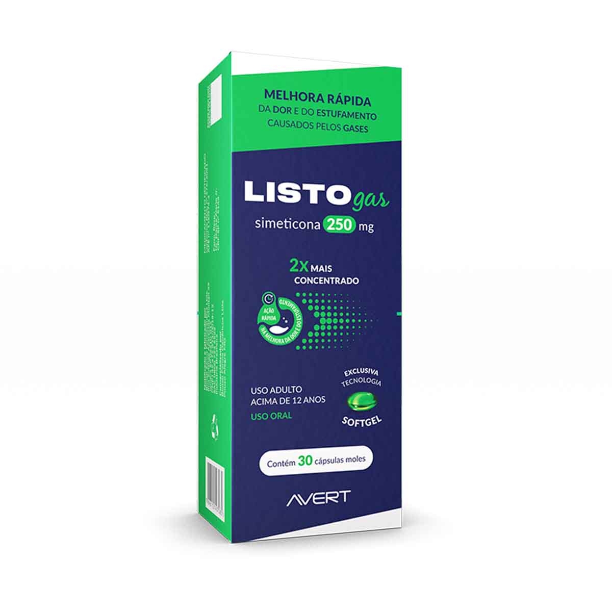 Listogas Simeticona 250mg 30 cápsulas - Preço online exclusivo | Drogasil