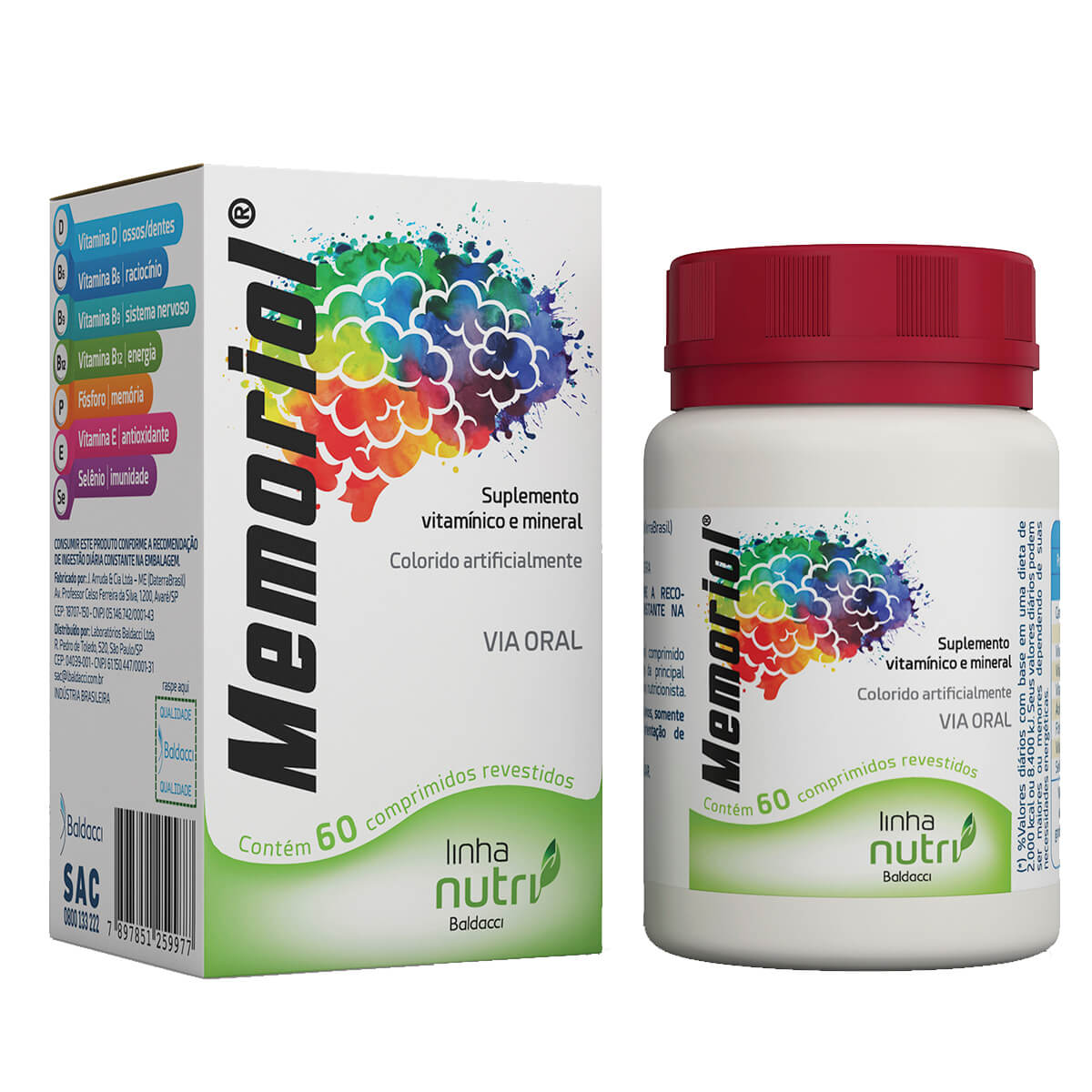 Suplemento Vitamínico Mineral Memoriol Baldacci com 60 comprimidos Menor preço em Suplemento Vitamínico Mineral Memoriol Baldacci com 60 comprimidos