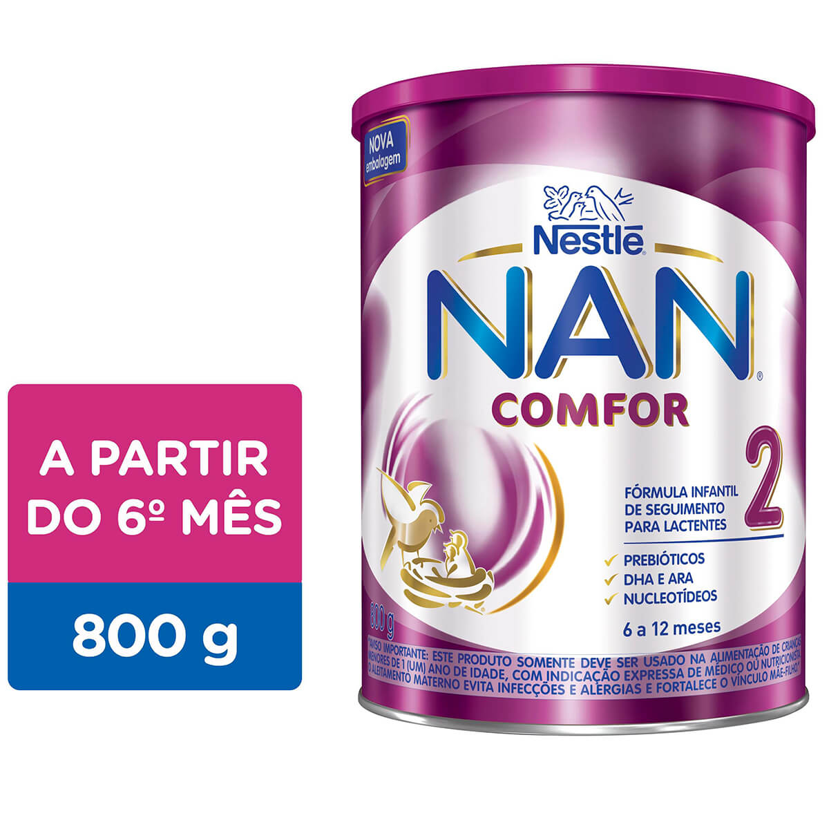 Fórmula Infantil Nestlé NAN Comfor 2 com 800g Menor preço em Fórmula Infantil Nestlé NAN Comfor 2 com 800g