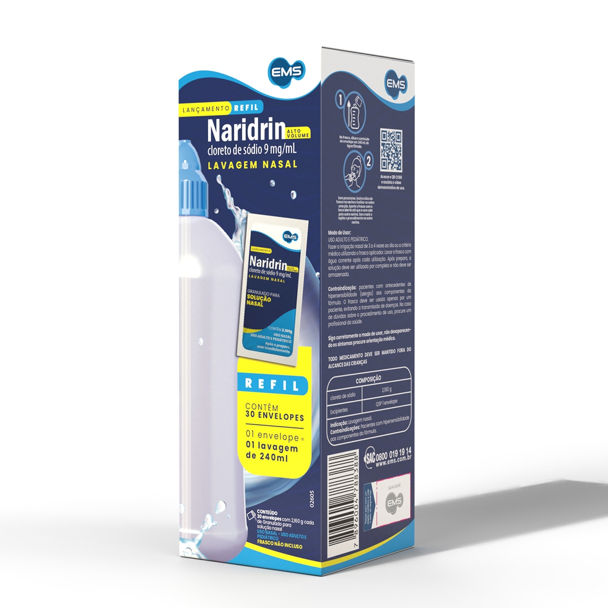 Naridrin Alto Volume Cloreto de Sódio 9mg/ml 30 envelopes Refil Menor preço em Naridrin Alto Volume Cloreto de Sódio 9mg/ml 30 envelopes Refil