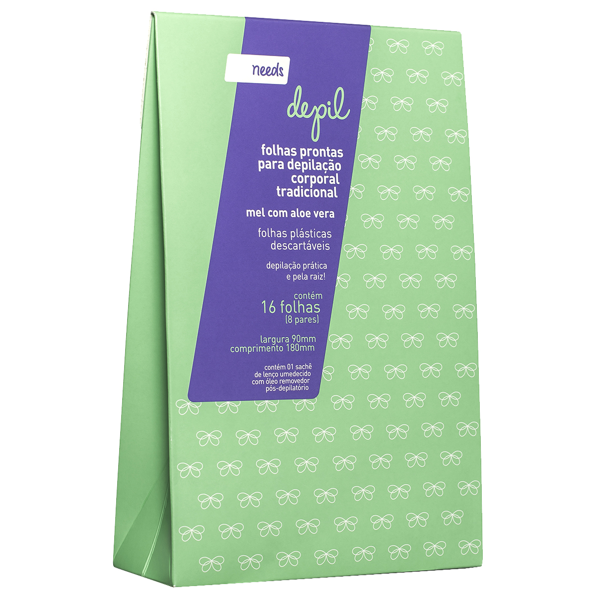 Folhas Prontas para Depilação Corporal Needs Mel com Aloe Vera 16 Unidades