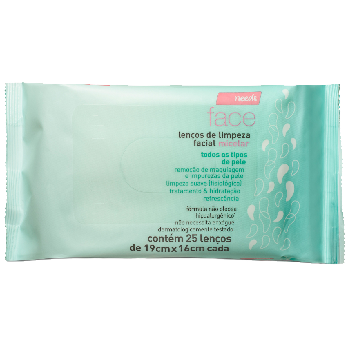Lenços de Limpeza Facial Needs Micelar 25 Unidades