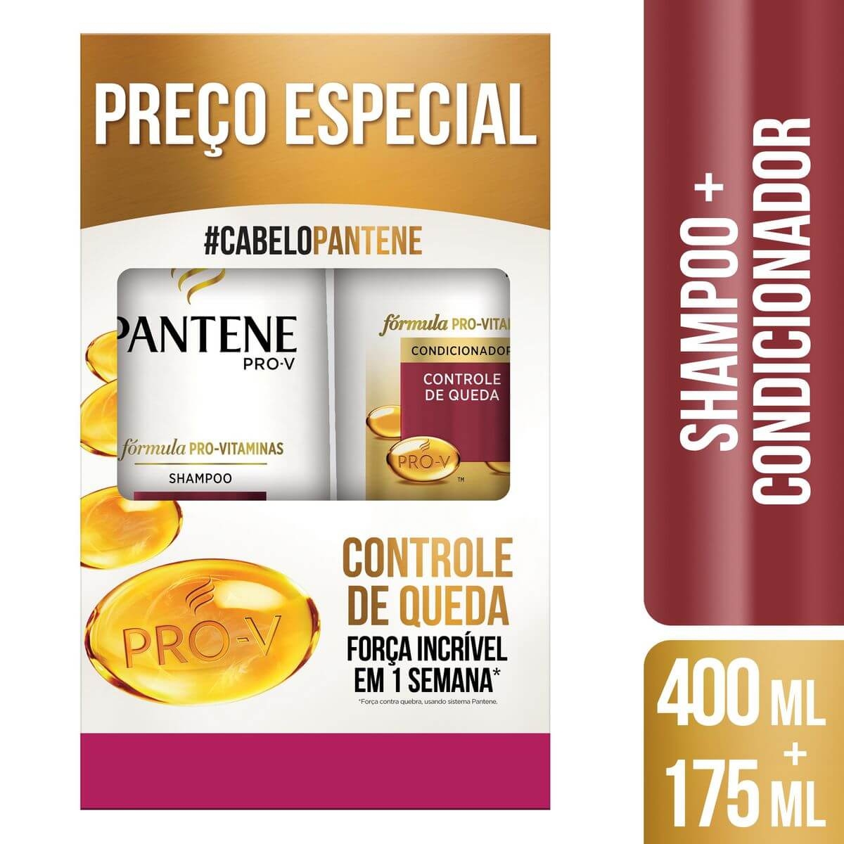 PANTENE KIT SHAMPOO 400ML + CONDICIONADOR 175ML CONTROLE DE QUEDA Menor preço em PANTENE KIT SHAMPOO 400ML + CONDICIONADOR 175ML CONTROLE DE QUEDA