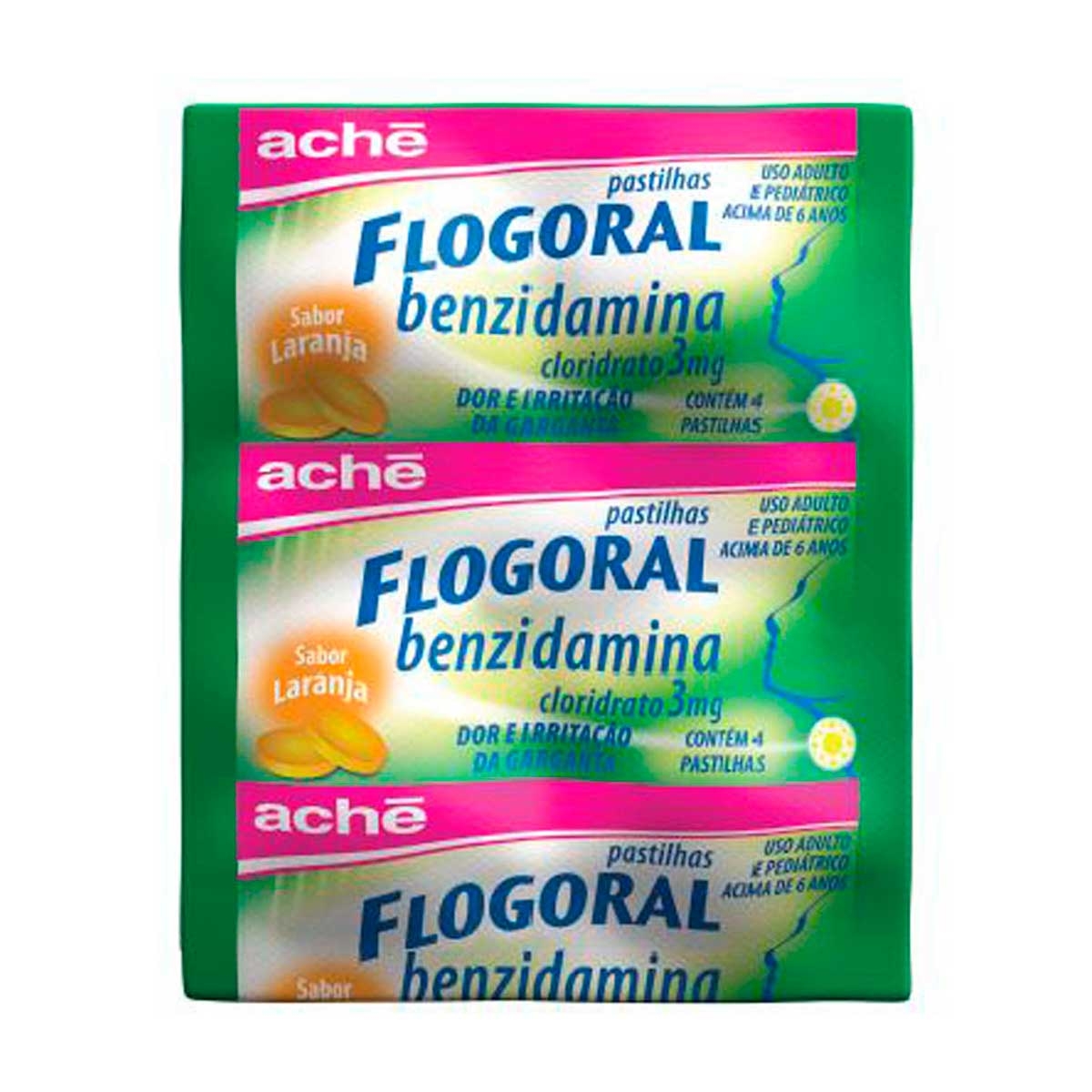 Pastilha Flogoral Sabor Laranja 4 unidades