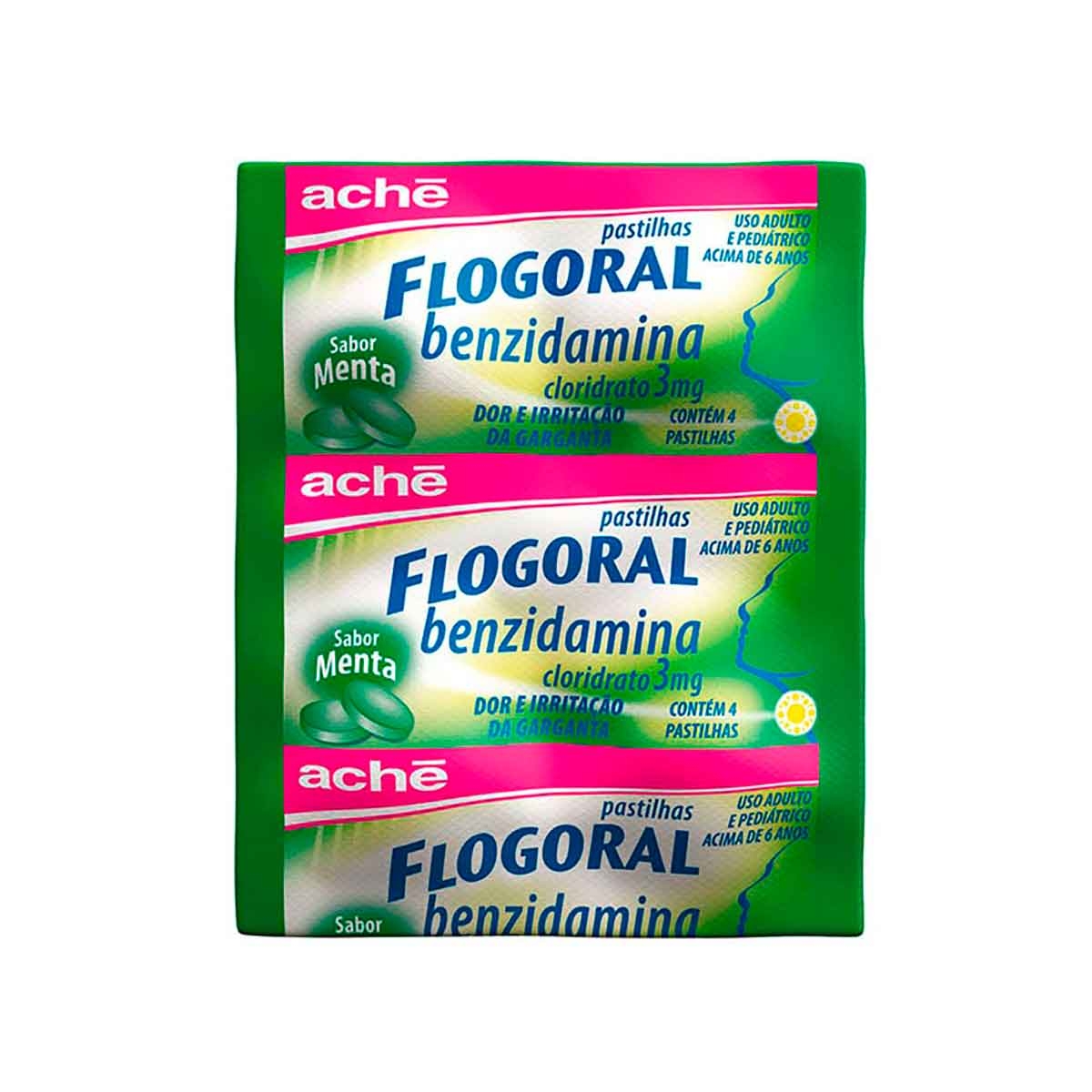Pastilha Flogoral Sabor Menta 4 unidades