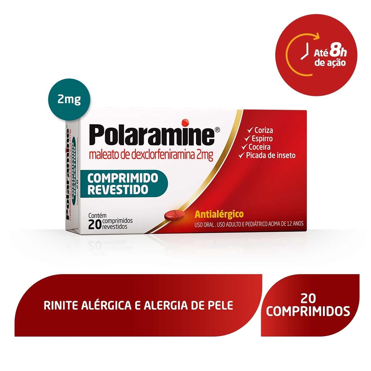 Polaramine Maleato de Dexclorfeniramina 2mg 20 comprimidos