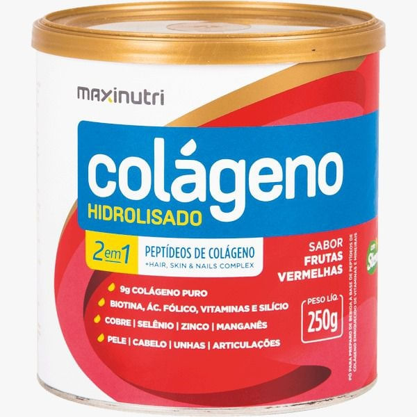 Colágeno Hidrolisado 2 em 1 250g em Pó Frutas Vermelhas Maxinutri Menor preço em Colágeno Hidrolisado 2 em 1 250g em Pó Frutas Vermelhas Maxinutri