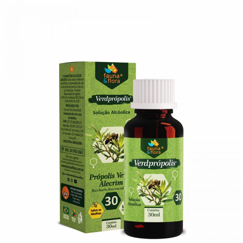 Própolis Verde Alcoólico 30% 30ml- Fauna E Flora - Antiviral Menor preço em Própolis Verde Alcoólico 30% 30ml- Fauna E Flora - Antiviral
