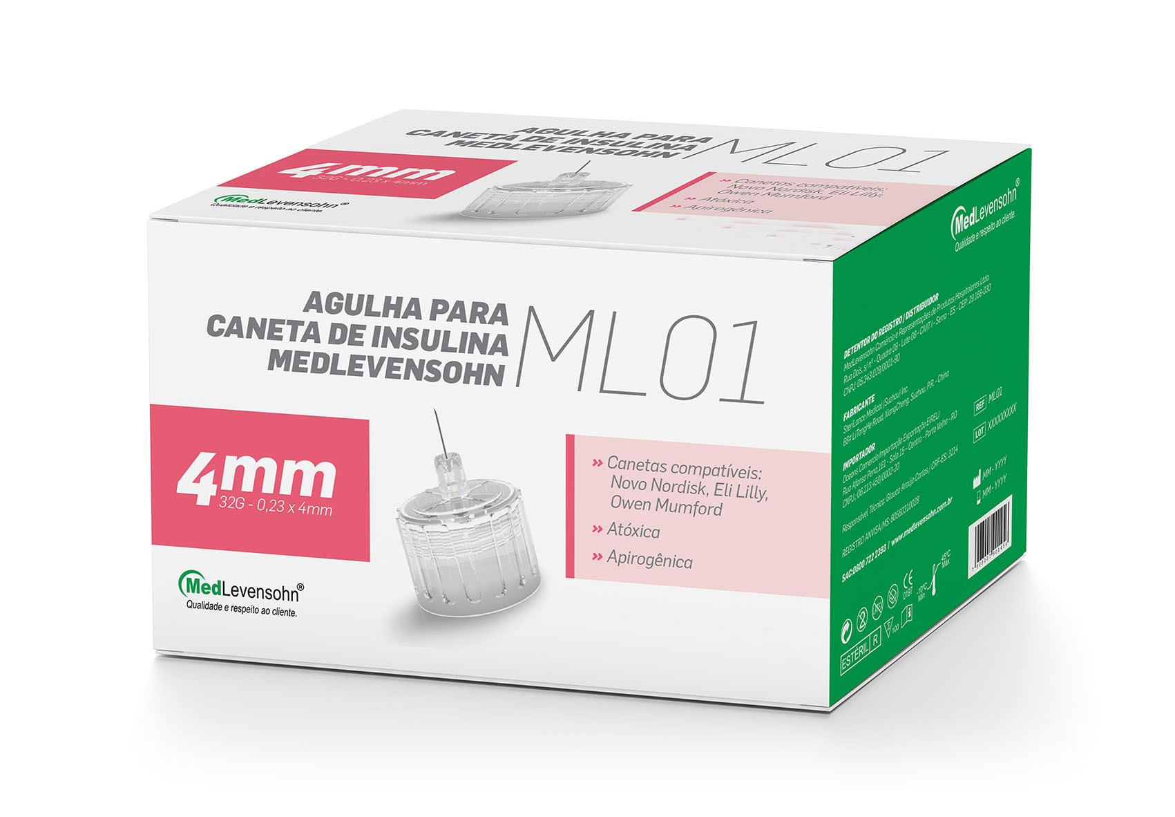 Agulha Para Caneta De Insulina Medlevensohn - 4Mm Menor preço em Agulha Para Caneta De Insulina Medlevensohn - 4Mm