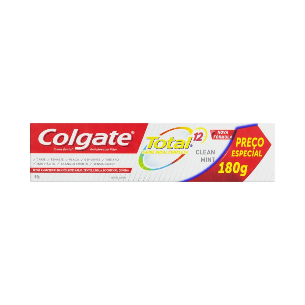 Colgate Total 12 Clean Mint Creme Dental 180g Menor preço em Colgate Total 12 Clean Mint Creme Dental 180g
