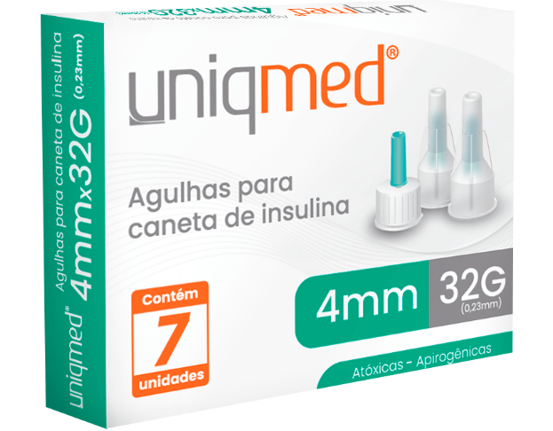 AGULHAS PARA CANETA DE INSULINA 4MMx32G CX 7UN UNIQMED Menor preço em AGULHAS PARA CANETA DE INSULINA 4MMx32G CX 7UN UNIQMED