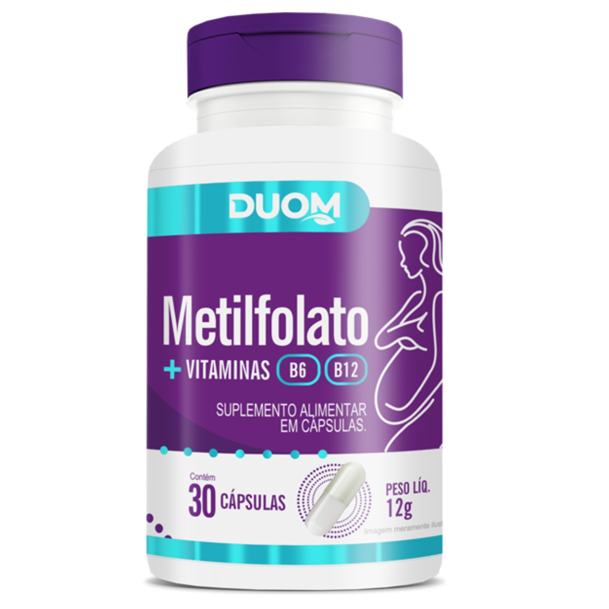 METILFOLATO COM VITAMINAS B6 E B12 COM 30 CÁPSULAS - DUOM