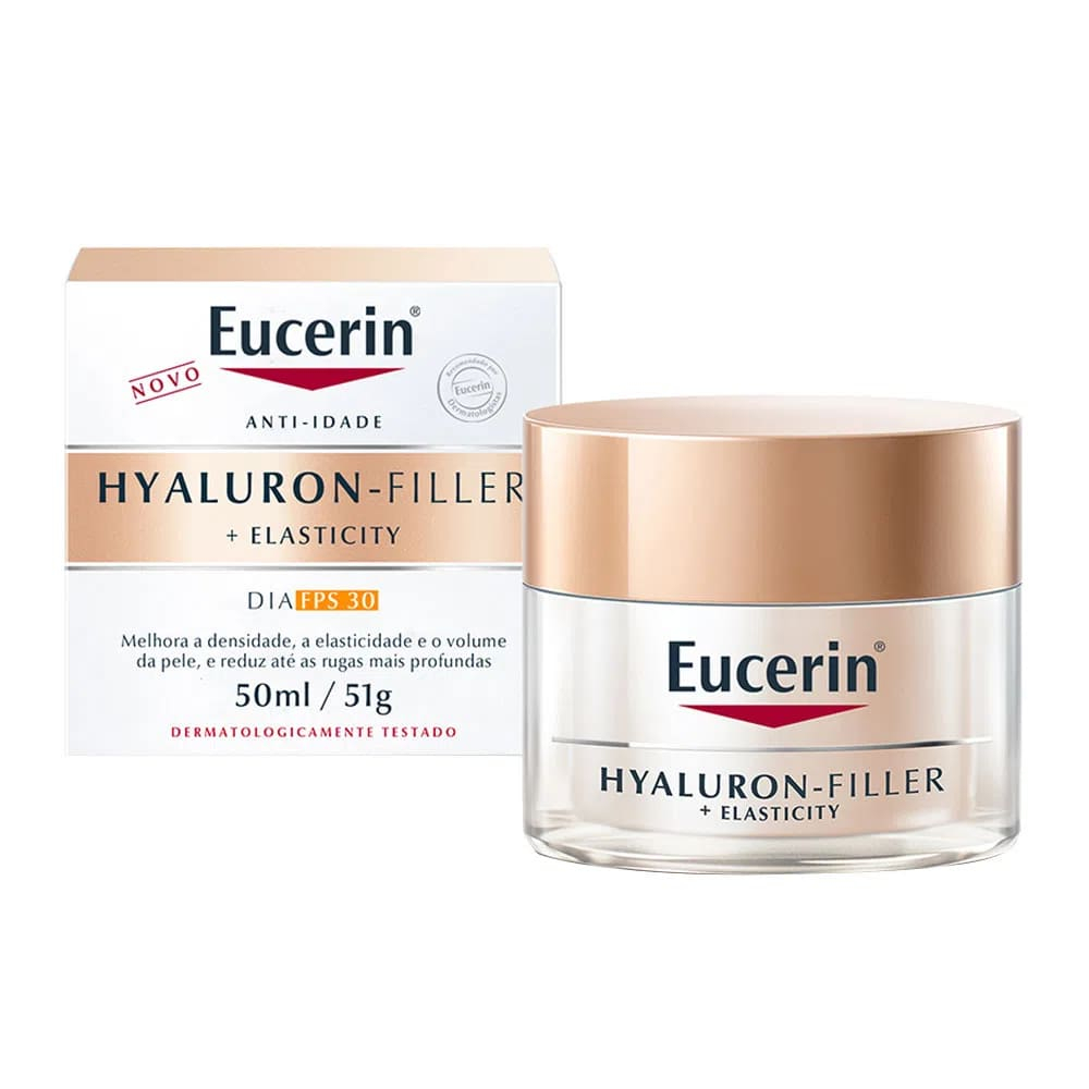 CREME FACIAL ANTI-IDADE EUCERIN HYALURON-FILLER + ELASTICITY FPS 30 COM 50ML Menor preço em CREME FACIAL ANTI-IDADE EUCERIN HYALURON-FILLER + ELASTICITY FPS 30 COM 50ML