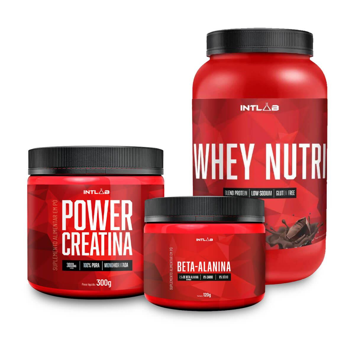 NUTRI WHEY(900G) + CREATINA (300G) + BETA ALANINA (120G) - CHOCOLATE - INTLAB Menor preço em NUTRI WHEY(900G) + CREATINA (300G) + BETA ALANINA (120G) - CHOCOLATE - INTLAB