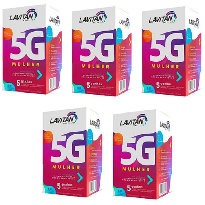 LAVITAN 5G KIT 5 SUPLEMENTOS VITAMíNICOS MULTI MULHER (60 COMPRIMIDOS) Menor preço em LAVITAN 5G KIT 5 SUPLEMENTOS VITAMíNICOS MULTI MULHER (60 COMPRIMIDOS)