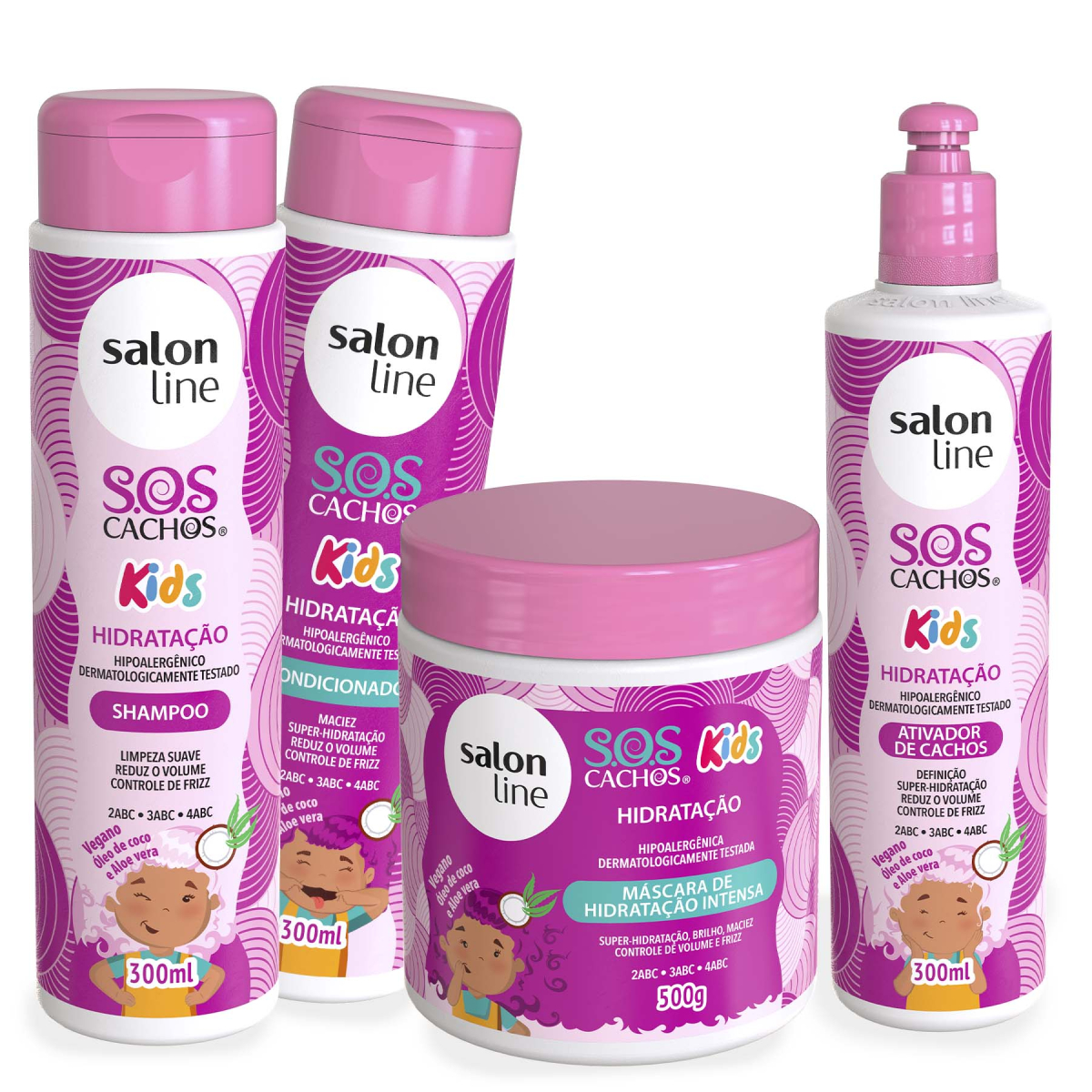 KIT SHAMPOO + CONDICIONADOR + MáSCARA + ATIVADOR DE CACHOS SOS CACHOS KIDS HIDRATAçãO SALON LINE Menor preço em KIT SHAMPOO + CONDICIONADOR + MáSCARA + ATIVADOR DE CACHOS SOS CACHOS KIDS HIDRATAçãO SALON LINE