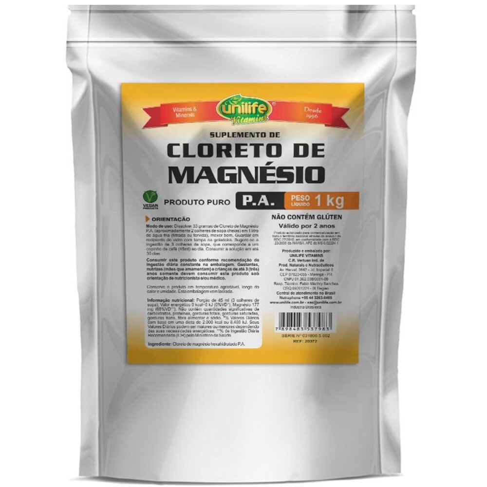 CLORETO DE MAGNéSIO P.A UNILIFE 1KG Menor preço em CLORETO DE MAGNéSIO P.A UNILIFE 1KG