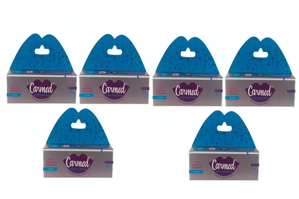 KIT 6 HIDRATANTE LABIAL CARMED ACIDO HIALURôNICO - CIMED
