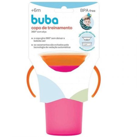 Copo Infantil de Treinamento 360 - Foguete Rosa Buba - Loja Lanchinhos