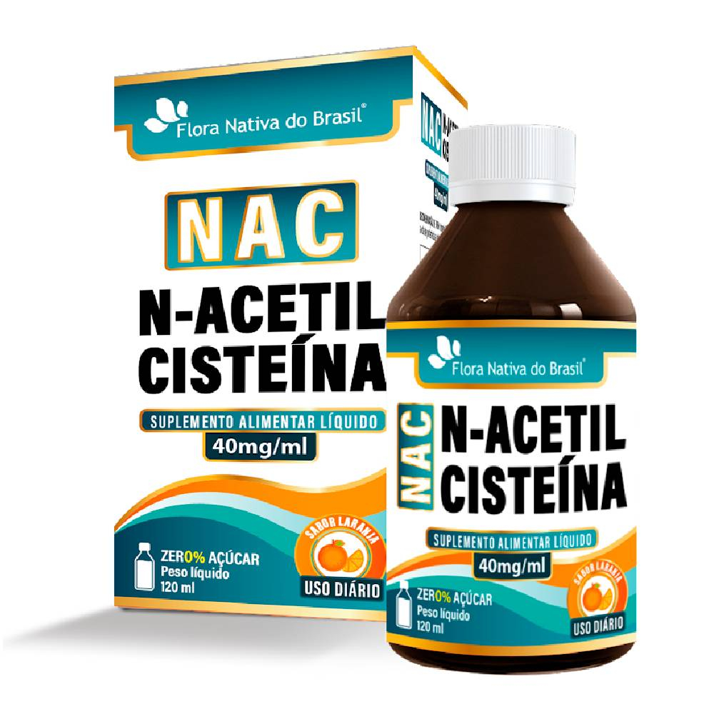 NAC XAROPE à BASE DE N-ACETILCISTEíNA 400MG 120ML - FLORA NATIVA Laranja