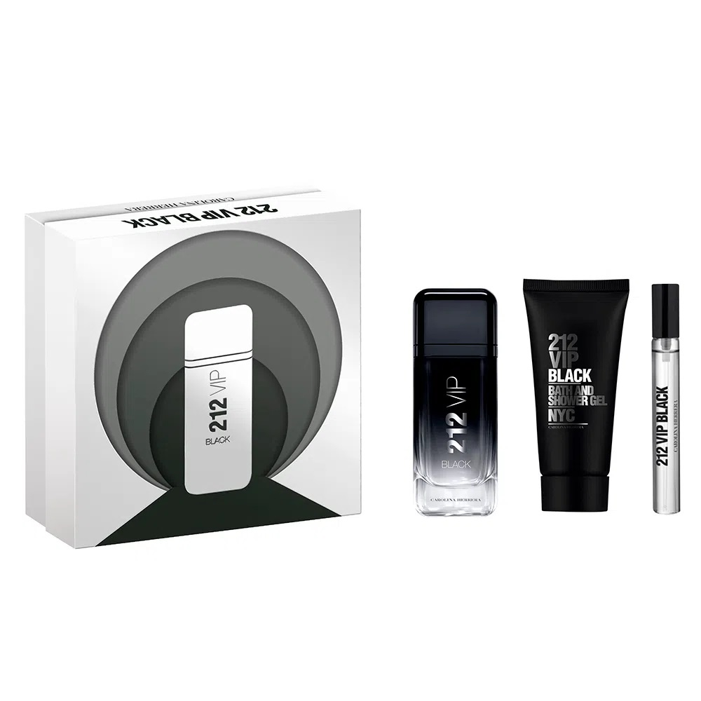 CH 212 VIP BLACK KIT EDP 100ML + MINI 10ML + GEL BANHO 100ML Menor preço em CH 212 VIP BLACK KIT EDP 100ML + MINI 10ML + GEL BANHO 100ML