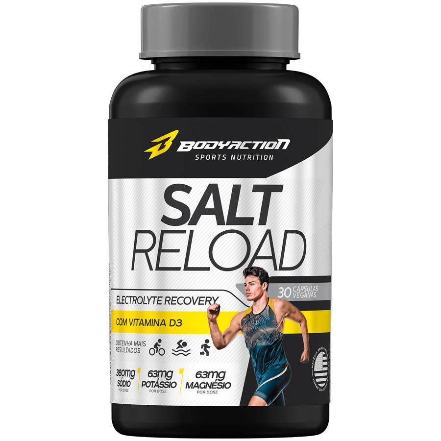 SALT RELOAD 30 CAPS REPOSITOR ELETRóLITOS ZERO AçUCAR BODYACTION