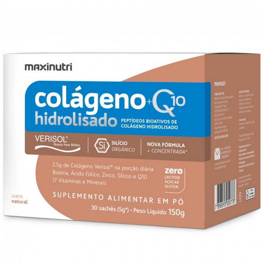 COLAGENO VERISOL COM COENZIMA Q10 - 30 SACHES DE 5G CADA - NEUTRO - MAXINUTRI Menor preço em COLAGENO VERISOL COM COENZIMA Q10 - 30 SACHES DE 5G CADA - NEUTRO - MAXINUTRI