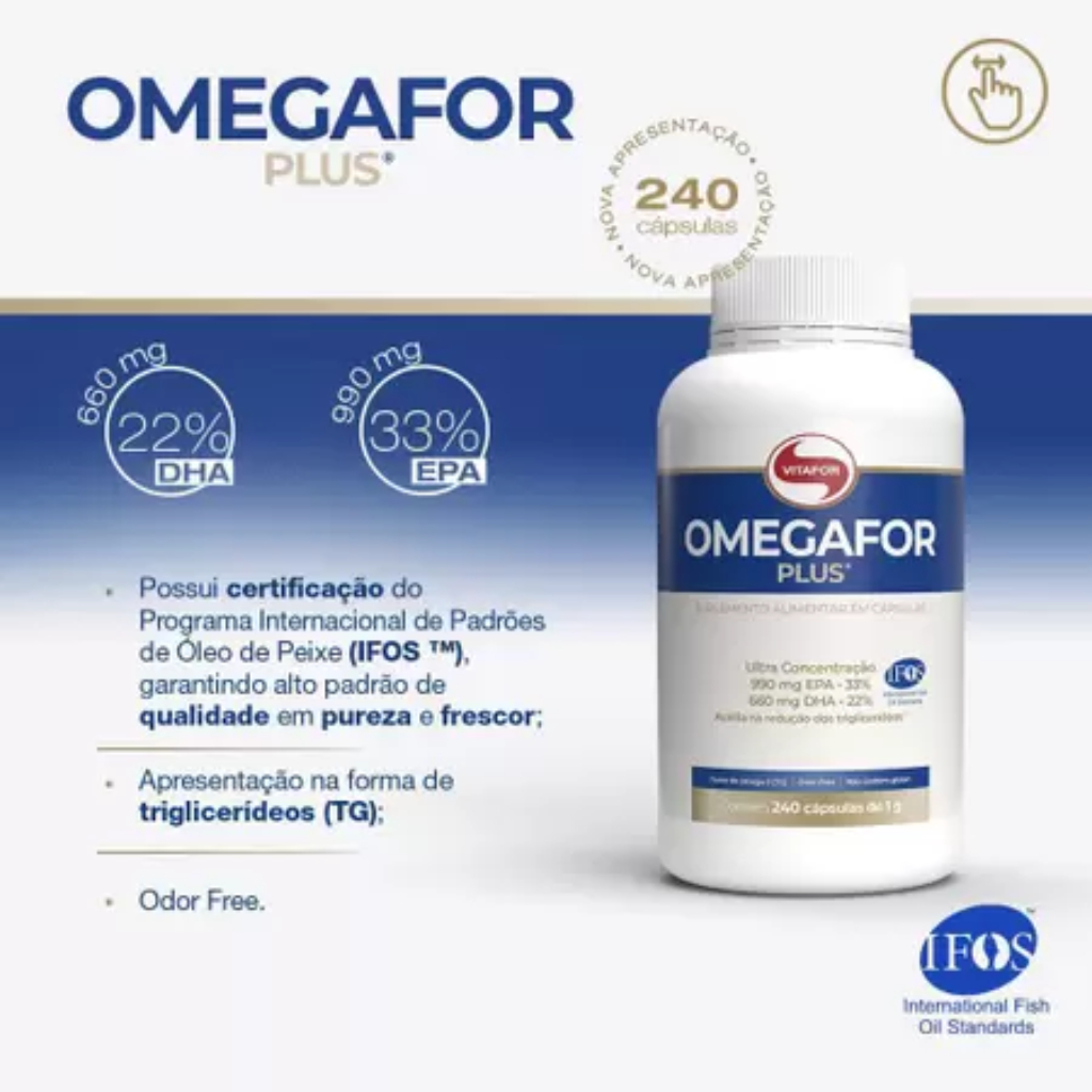 OMEGAFOR PLUS 240 CAPS - VITAFOR 240 CÁpsulas SEM Sabor