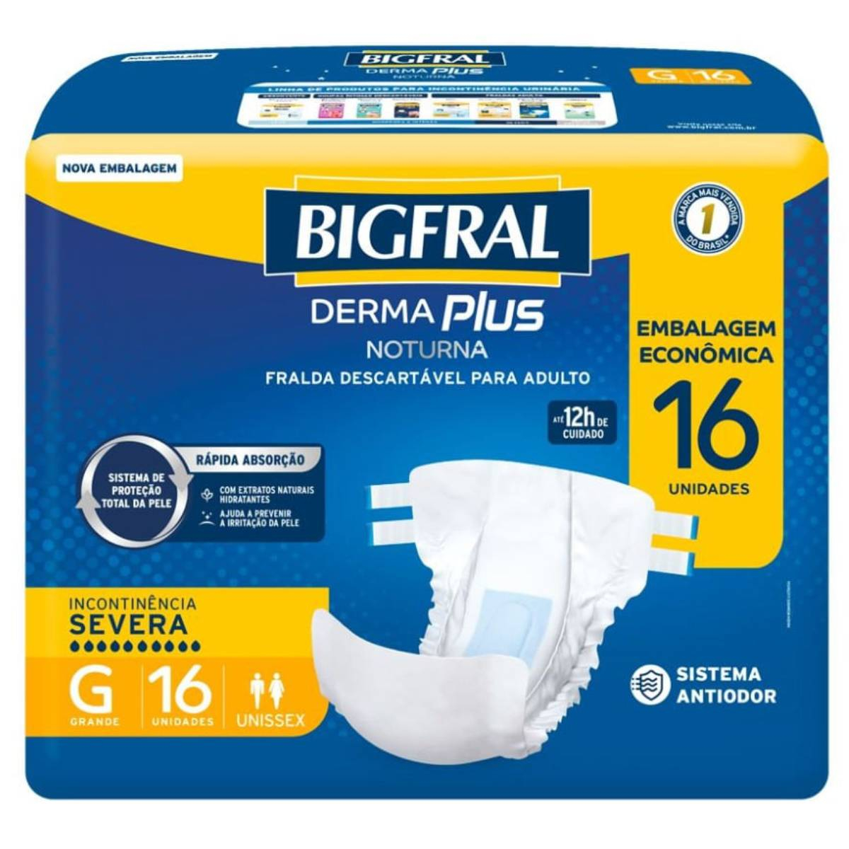 FRALDA GERIáTRICA DERMA PLUS NOTURNA BIGFRAL - TAMANHO G - 16 UNIDADES Menor preço em FRALDA GERIáTRICA DERMA PLUS NOTURNA BIGFRAL - TAMANHO G - 16 UNIDADES