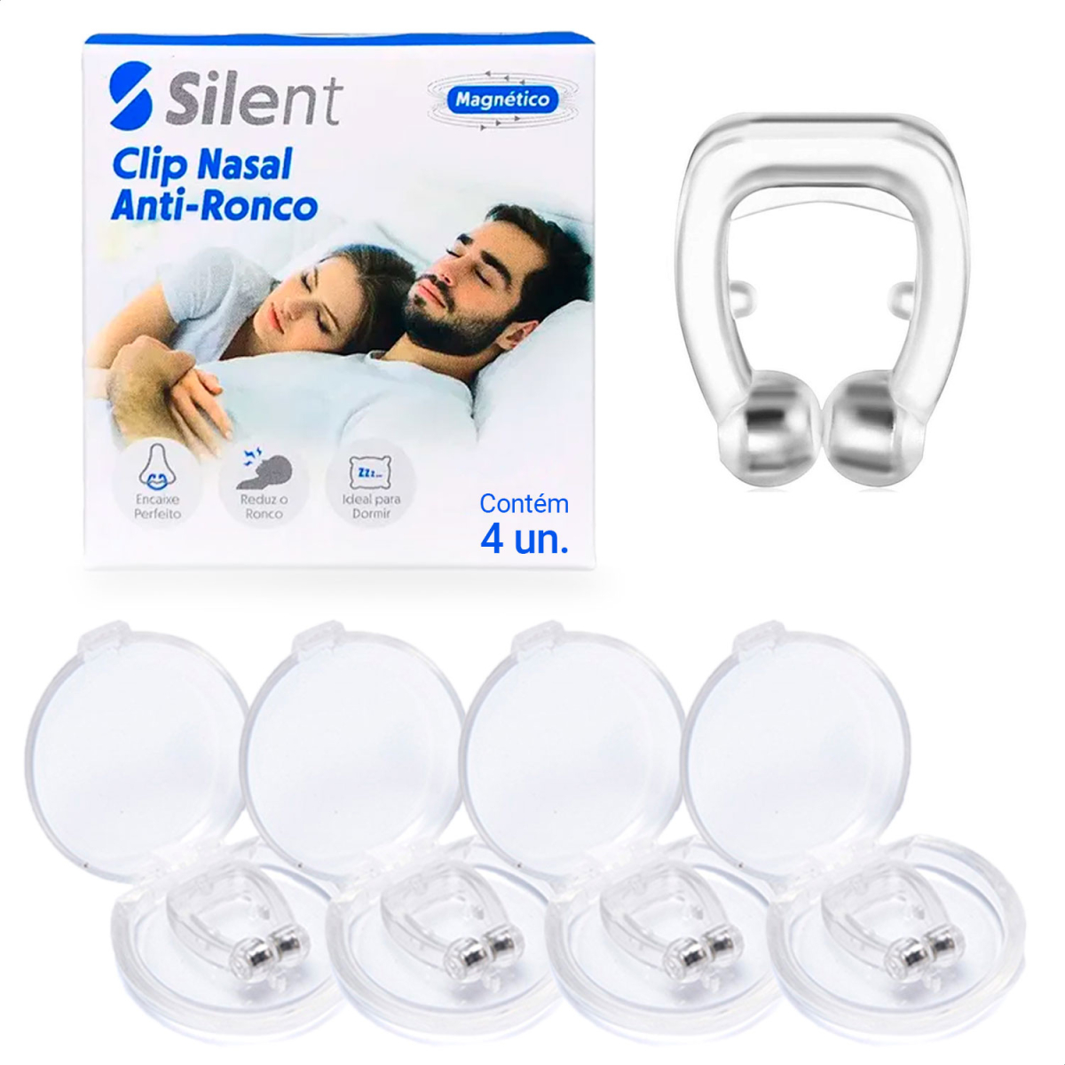 CLIP NASAL ANTI RONCO IMã COM CASE 4 UNIDADES Única Menor preço em CLIP NASAL ANTI RONCO IMã COM CASE 4 UNIDADES Única