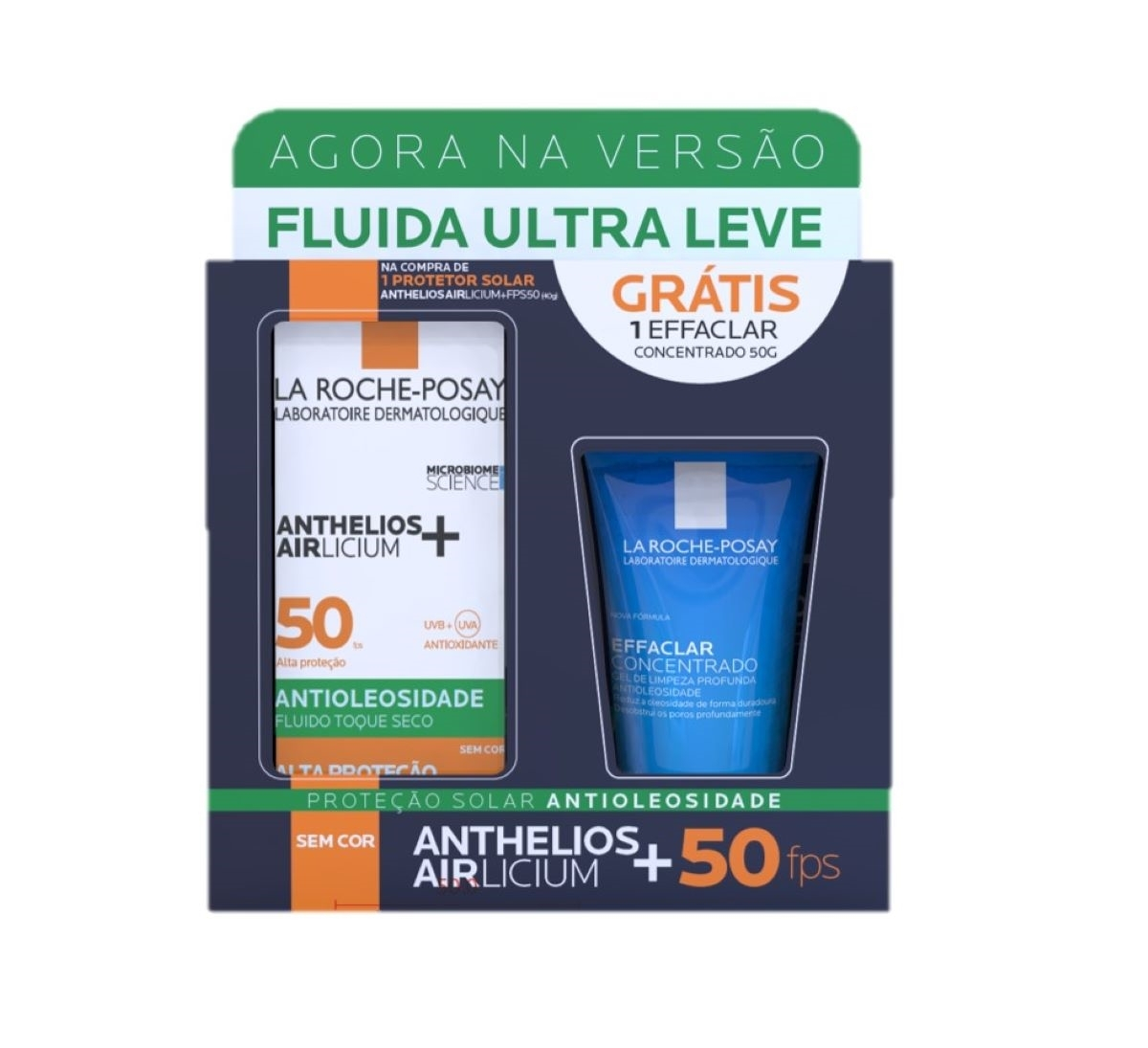 KIT LA ROCHE-POSAY ANTHELIOS AIRLICIUM FPS80 & EFFACLAR GEL CONCENTRADO 2 PRODUTOS