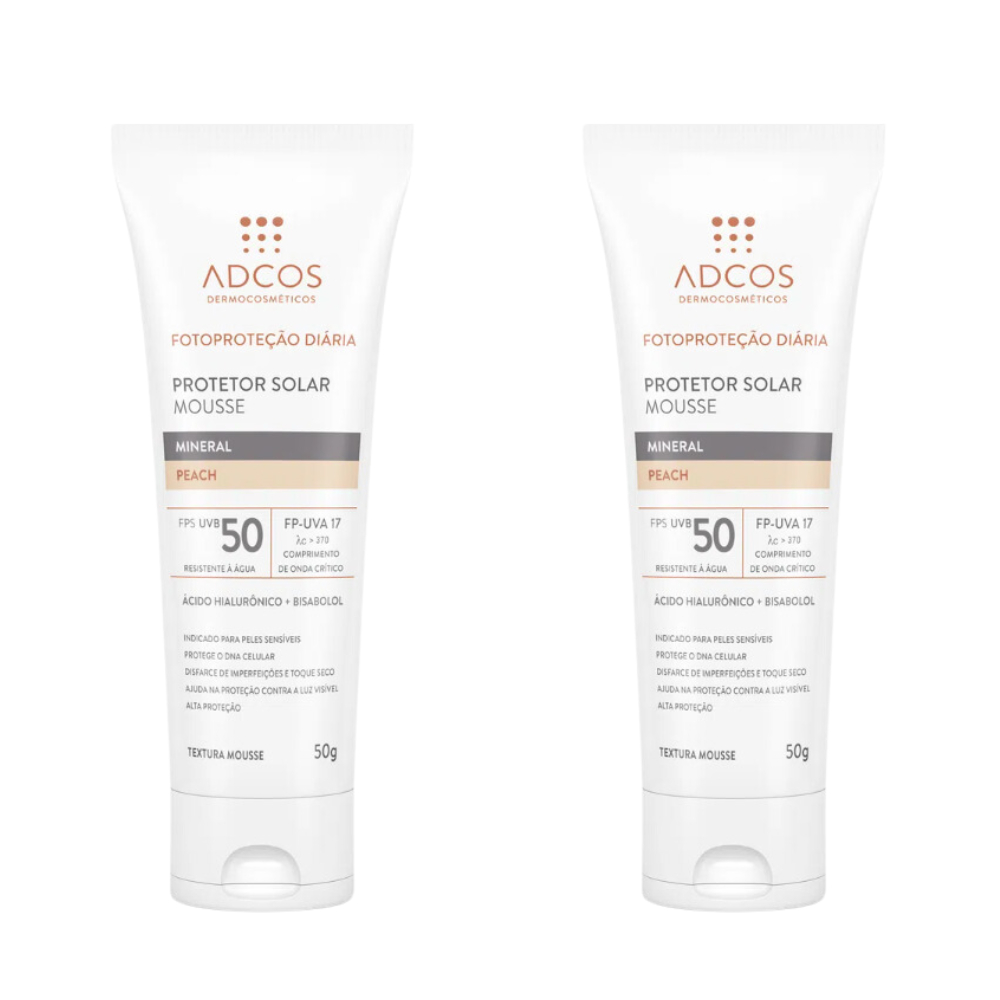 KIT COM 2 PROTETOR SOLAR MOUSSE TONALIZANTE FPS 50 MINERAL PEACH Menor preço em KIT COM 2 PROTETOR SOLAR MOUSSE TONALIZANTE FPS 50 MINERAL PEACH