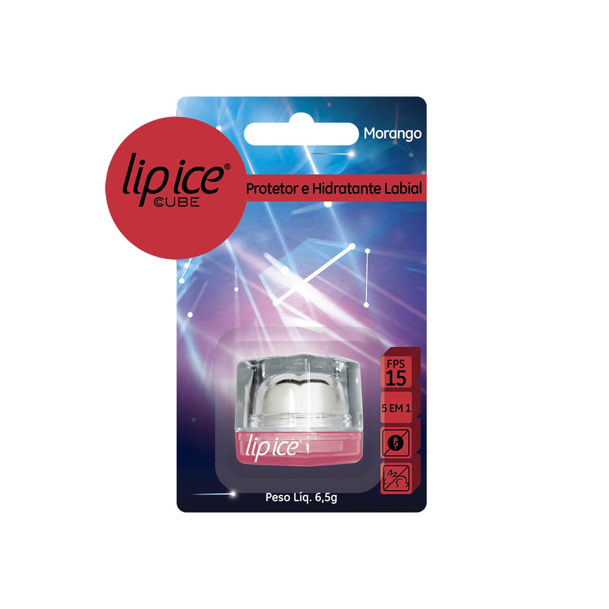 Protetor e Hidratante Labial Lip Ice Cube Morango FPS15 6,5g
