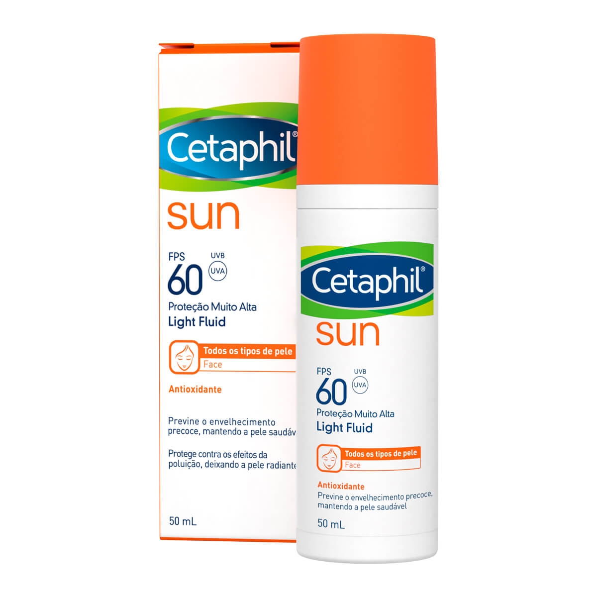 Protetor Solar Facial Cetaphil Sun Antioxidante Light Fluid FPS 60 Sem Cor com 50ml 50ml