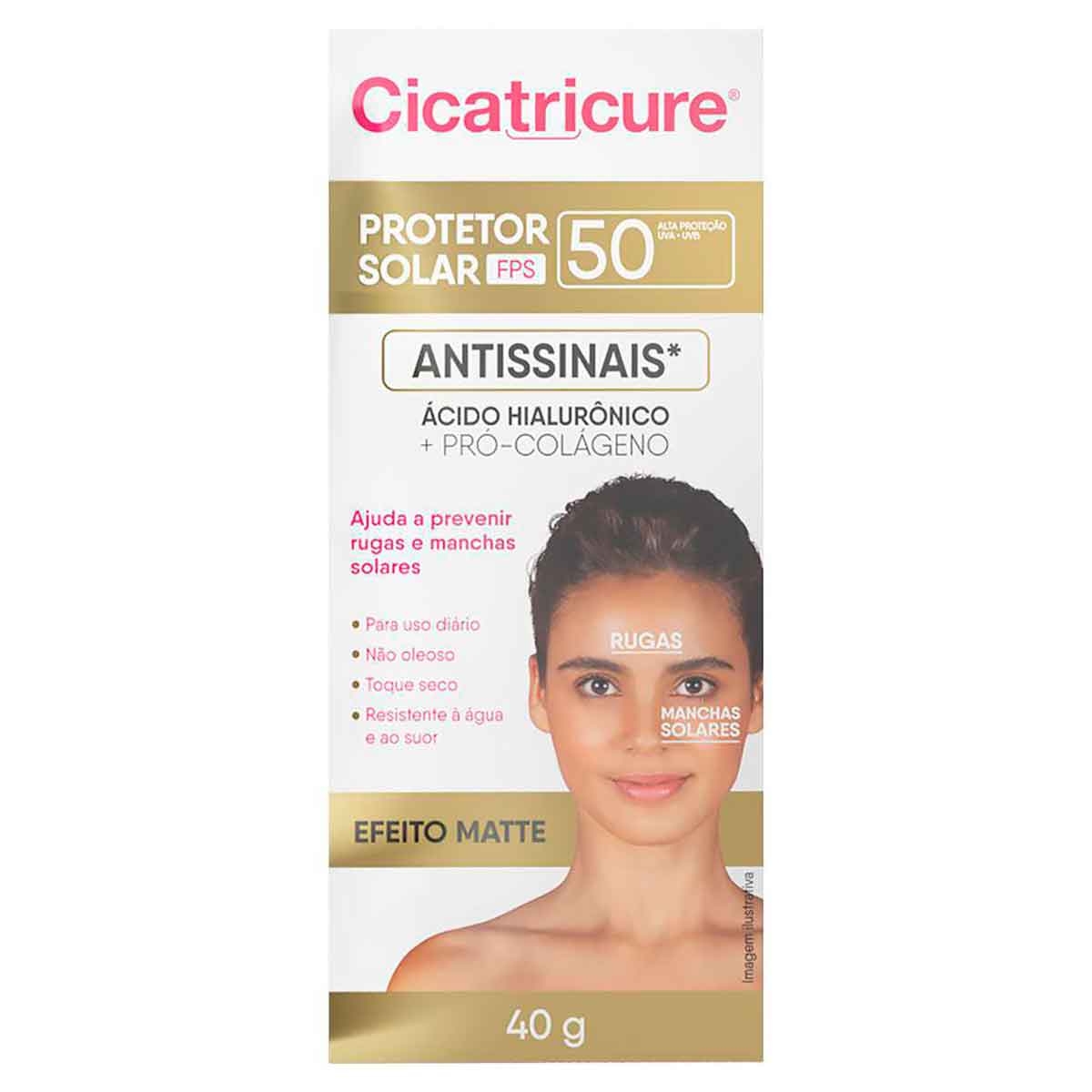 Protetor Solar Cicatricure Antissinais FPS 50 Efeito Matte com 40g