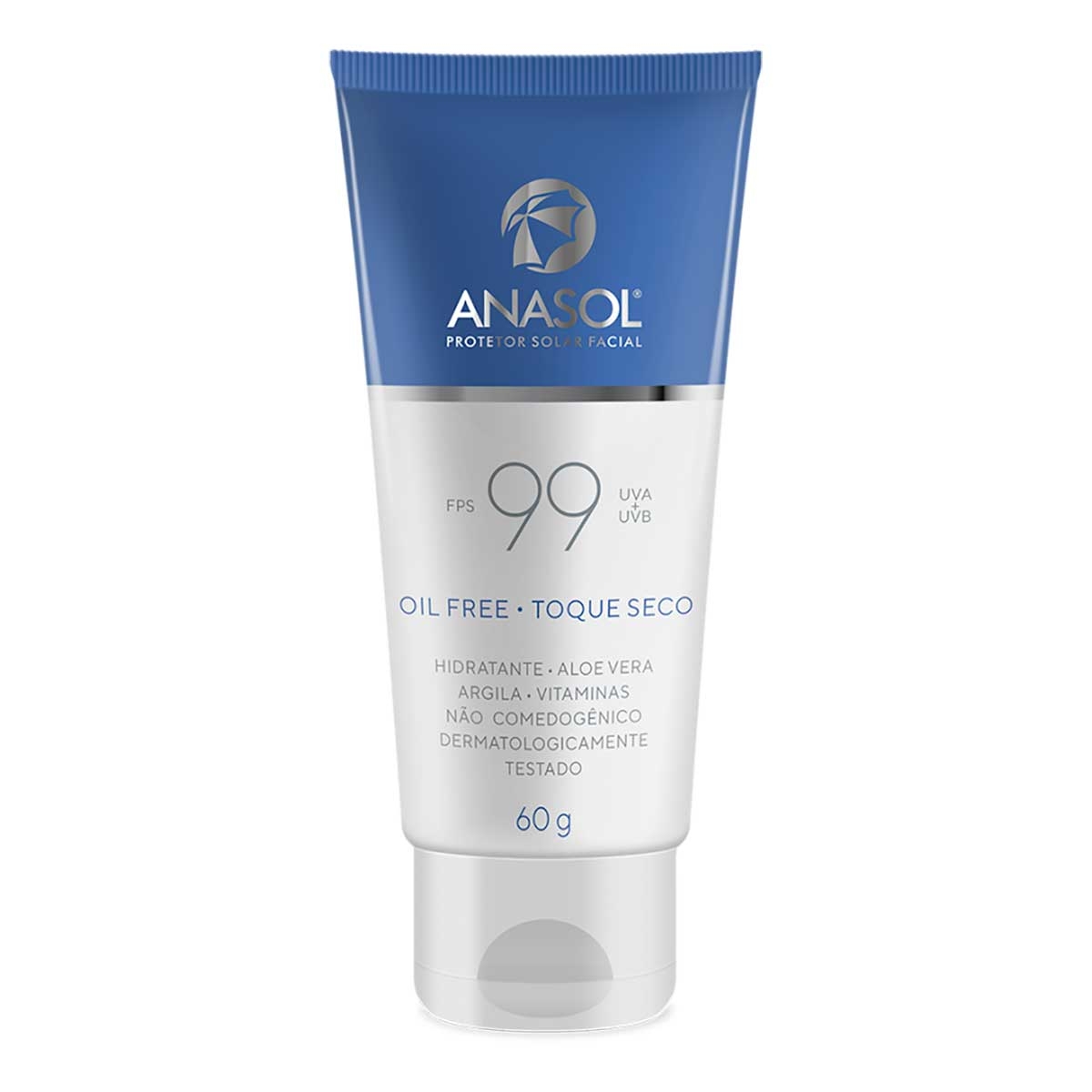 Protetor Solar Facial Anasol Oil Free Toque Seco FPS 99 com 60g Menor preço em Protetor Solar Facial Anasol Oil Free Toque Seco FPS 99 com 60g