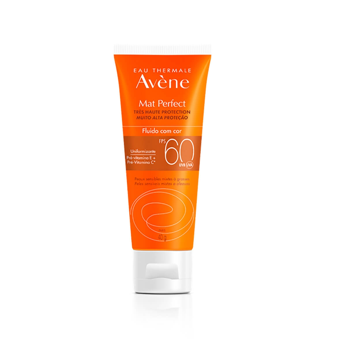Protetor Solar Facial Avène Mat Perfect Fluido com Cor FPS60 40g