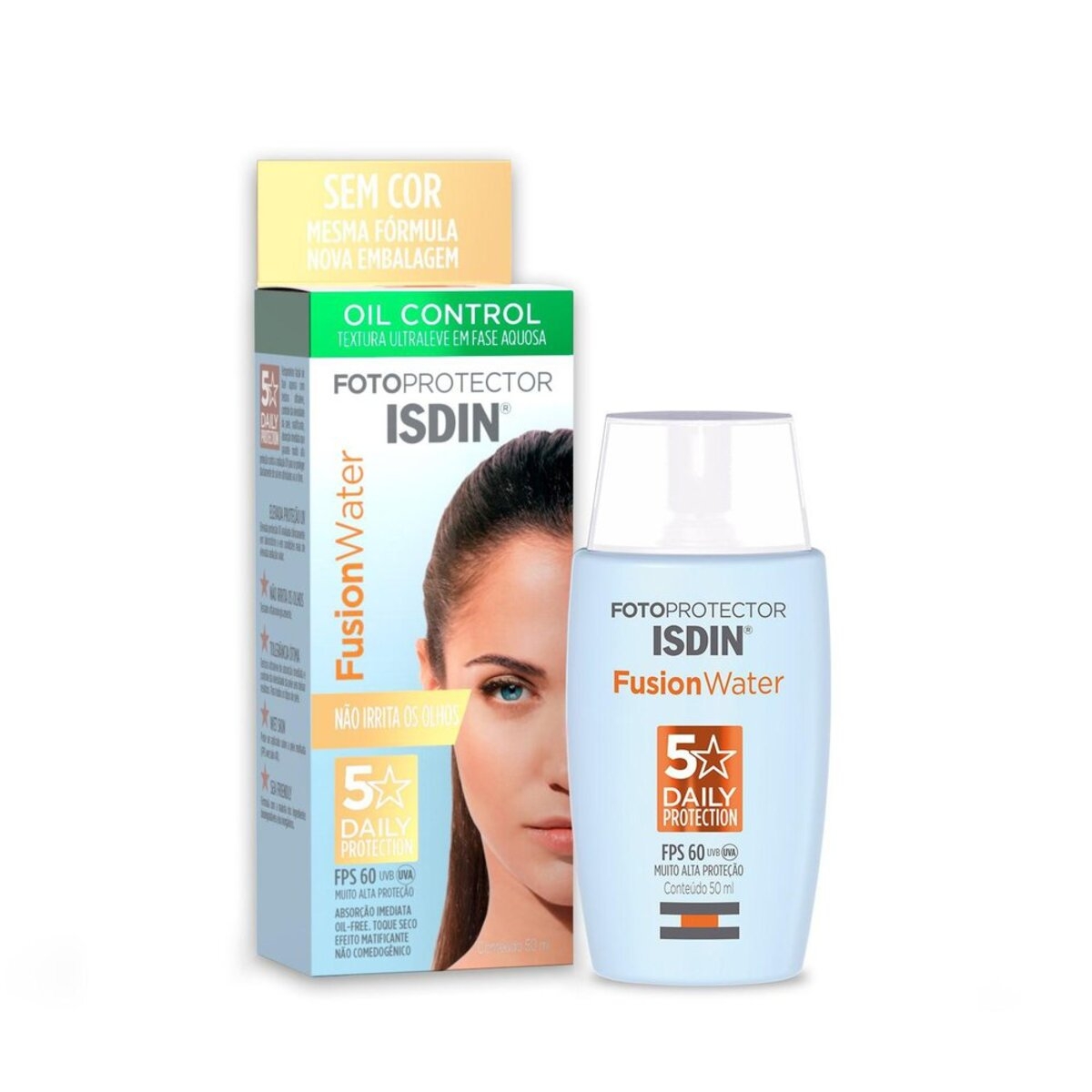 Protetor Solar Facial Isdin Fusion Water Oil Control FPS 60 50ml