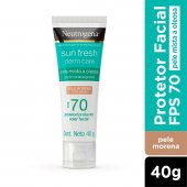 Protetor Solar Facial Neutrogena Sun Fresh Derm Care Pele Morena FPS70 com 40g
