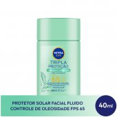 Protetor Solar Nivea Sun Fluido Facial Tripla Proteção Controle de Oleosidade FPS 65 40ml
