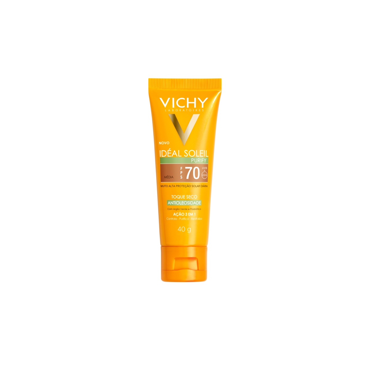 Protetor Solar Vichy Idéal Soleil Purify Cor Média FPS 70 40g