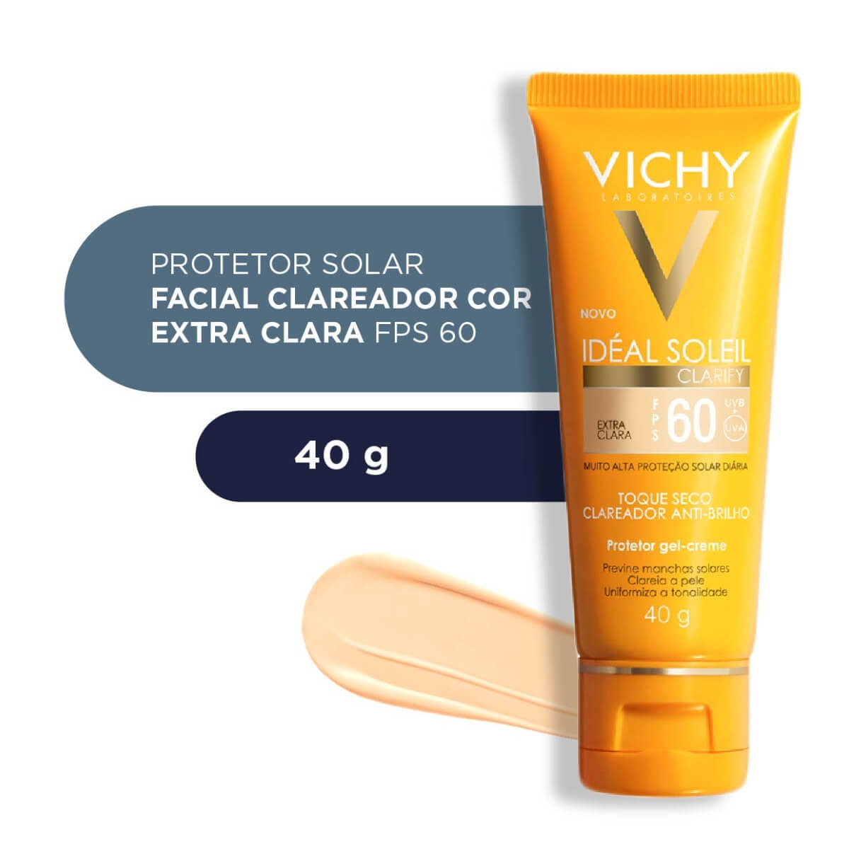 Protetor Solar Facial Vichy Idéal Soleil Clarify Clareador Extra Clara FPS 60 com 40g Menor preço em Protetor Solar Facial Vichy Idéal Soleil Clarify Clareador Extra Clara FPS 60 com 40g