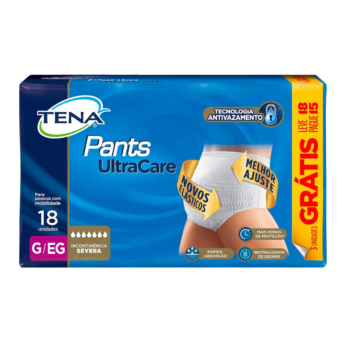 Fralda Calça Geriátrica Unissex Tena Pants UltraCare G/EG 18 unidades Menor preço em Fralda Calça Geriátrica Unissex Tena Pants UltraCare G/EG 18 unidades