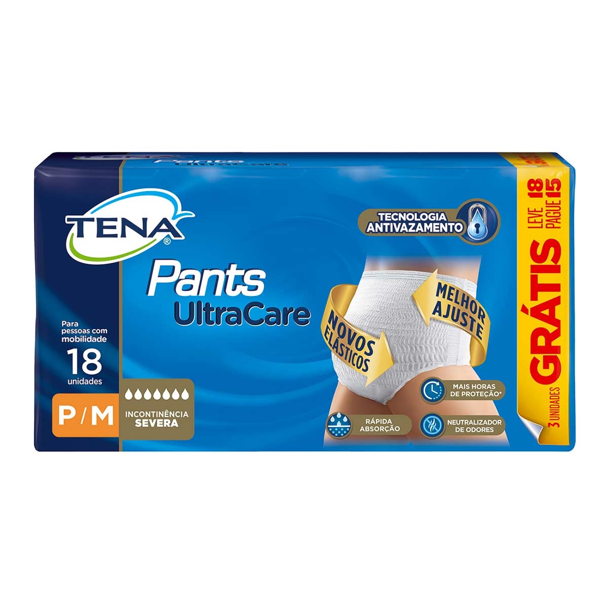 Roupa Íntima Tena Pants UltraCare Tamanho P/M com 18 Unidades 18 Unidades