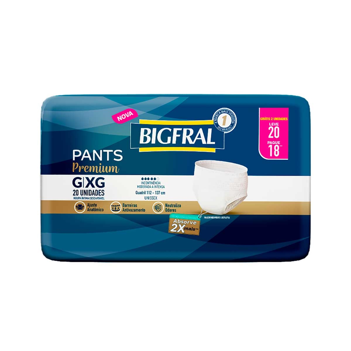 Fralda Calça Geriátrica Unissex Bigfral Pants Premium G/XG 20 unidades