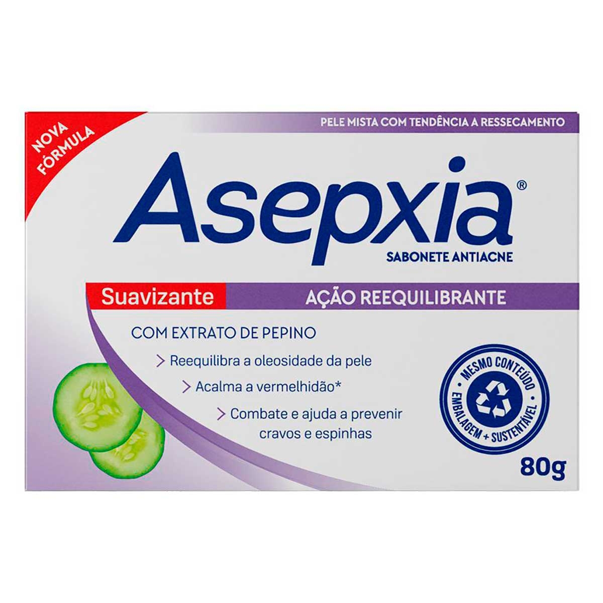 Sabonete Antiacne em Barra Asepxia Suavizante Ação Reequilibrante com 80g Menor preço em Sabonete Antiacne em Barra Asepxia Suavizante Ação Reequilibrante com 80g