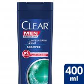 Shampoo Anticaspa Clear Men Limpeza Diária 2 em 1 com 400ml