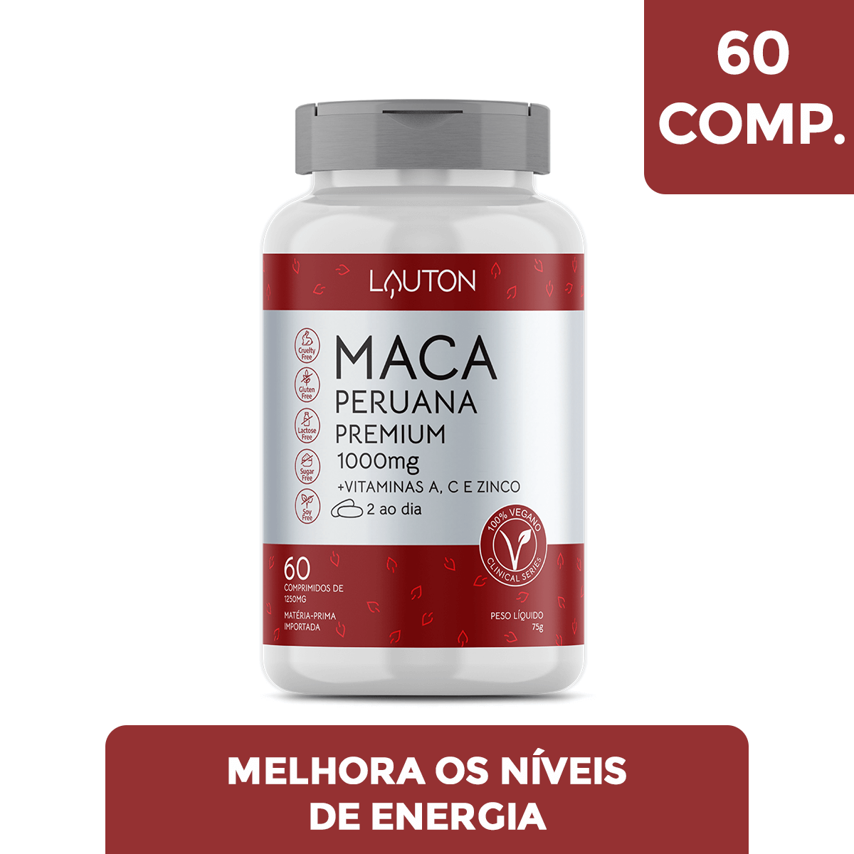 Suplemento Alimentar Maca Peruana Premium Lauton Nutrition 1000mg com 60 comprimidos