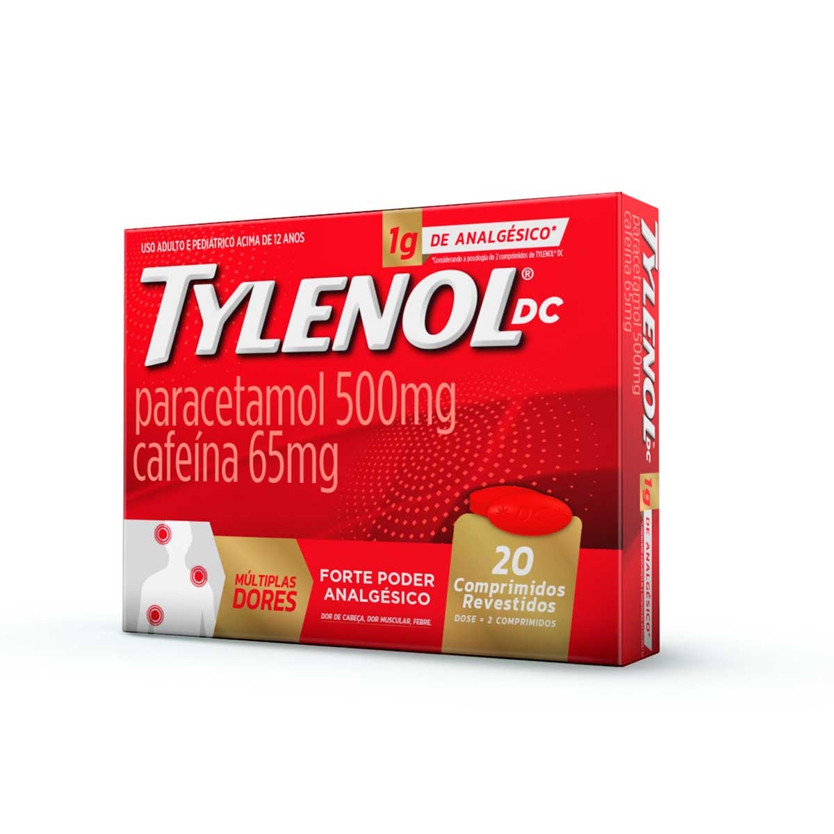 Tylenol DC Múltiplas Dores 1g 130mg comprimidos - preço e bula | Drogasil
